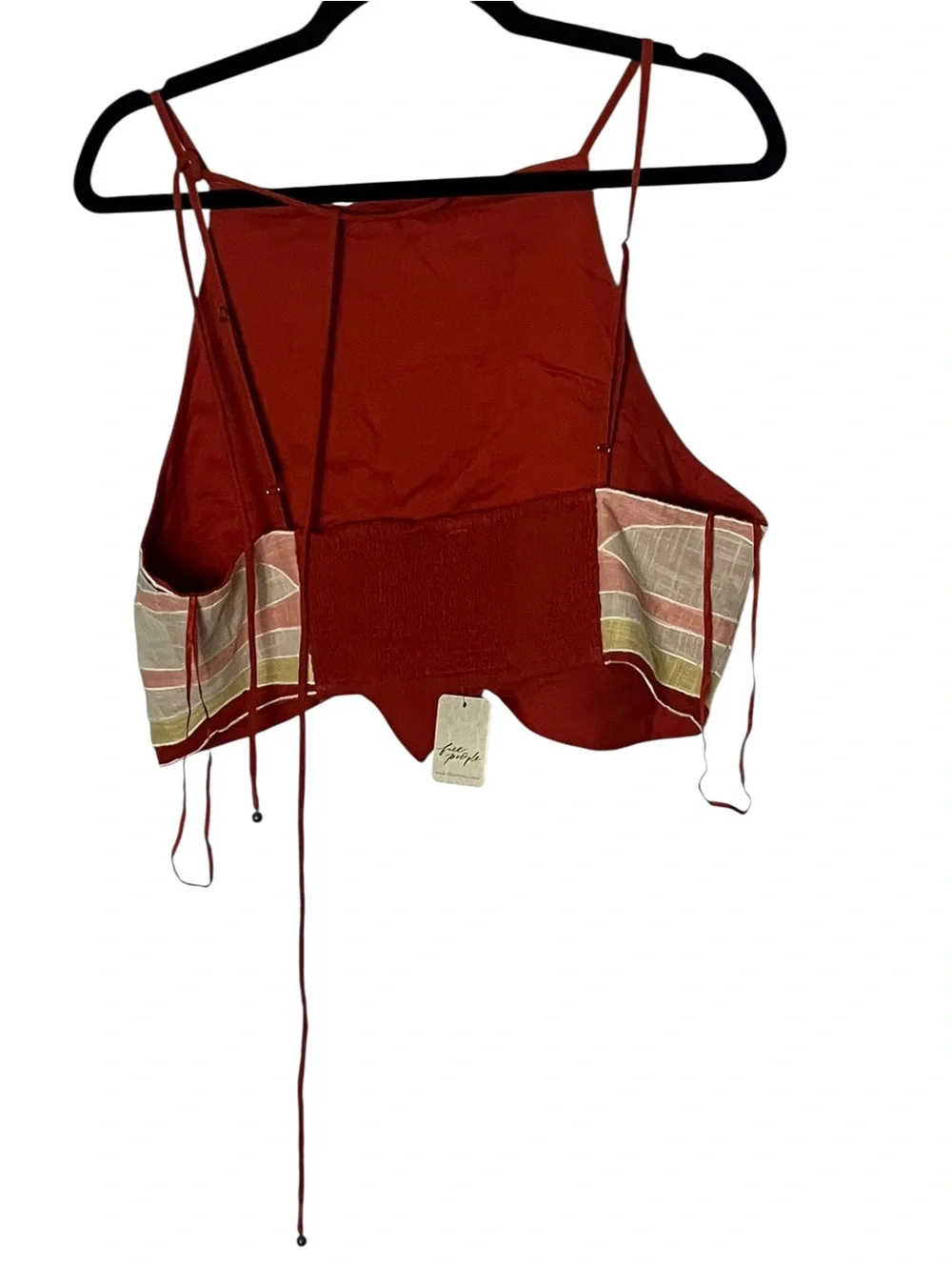 Free People Lotus Appliqué Halter Top Size Large NWT